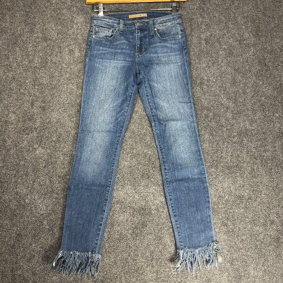Joes Jeans Womens 25 Veda Cotton Stretch Fringe Hems Skinny Medium Wash Cotton - Picture 1 of 9